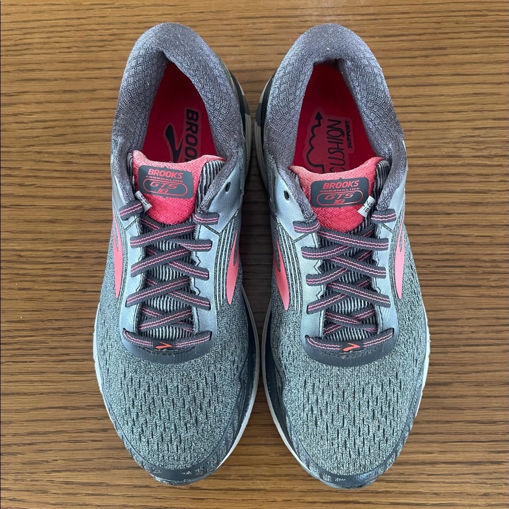 Brooks 1202681B079 Women's Adrenaline GTS 18 Ebony/Silver/Pink Sneakers Sz 9.5 - Picture 15 of 16